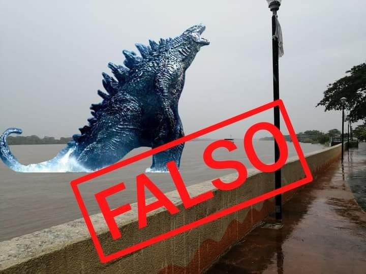 wera's tweet photo. OJO: gente de #Tabasco, el Godzilla que está caminando sobre las inundaciones ES FALSO.
Favor de avisar. #tweetab #twittab https://t.co/2eY3ABX1G0