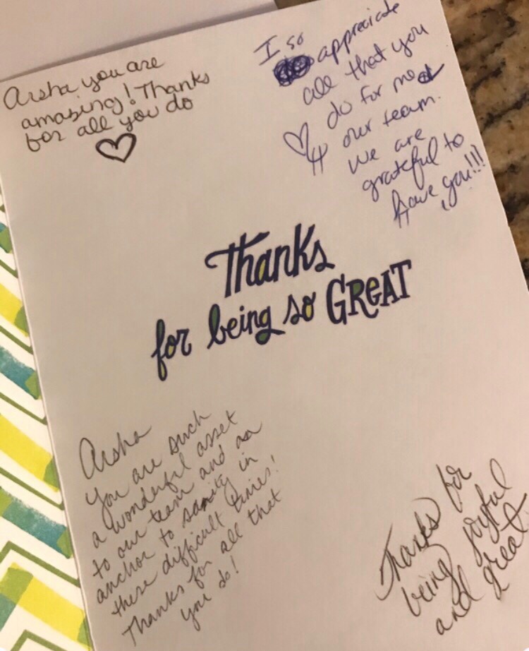 AEaglan08's tweet photo. I love how our department takes care of each other. We are so supportive and know when to lift each other up. Definitely put a smile on my face! 🤗📚🐊📝#TeamELAR #GatorGreatness https://t.co/Iv96jza1QP