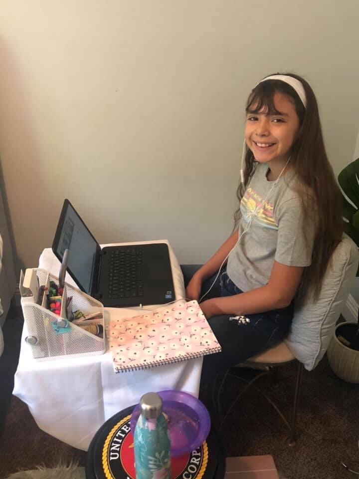 LDNESchools's tweet photo. We love when parents share pictures of our students learning from home. This student attends Sylmar Leadership Academy. @SLAStallions @SLAParentCenter @Kelly4LASchools https://t.co/bze1nceHgD