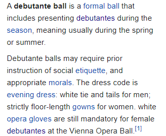 The dancing couples with their outfits and the air of a formal dance remind me of debutante balls, which are about making a debut in the world and showing off young adults in high society - it's not really a loving/fun dance. He's just waiting in a world of pretenses.