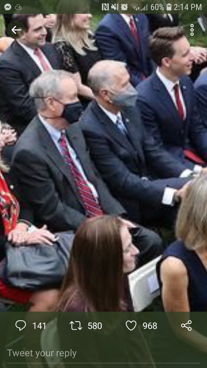 Though this appears to be Tillis in the middle wearing a mask at the event. He had plenty of other chances to contract COVID before or after