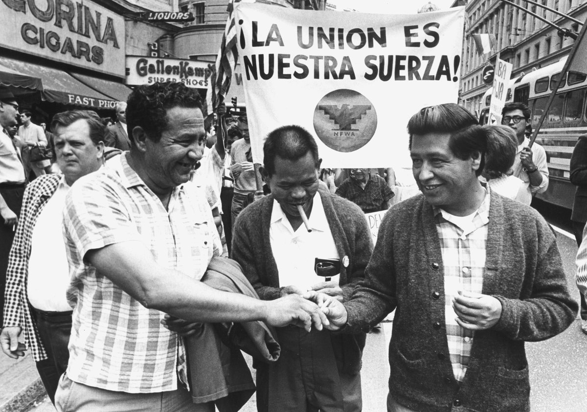 Inspired by our shared history: Mexicans & Filipinos joined together for #DelanoGrapeStrike, when #AWOC & #NFWA merged to become one union, giving birth to #UFW! #WorkersRights #LarryItliong #CesarChavez #PhilipVeraCruz #DoloresHuerta #FAHM2020 #HHM2020 #IsangBagsak #SiSePuede