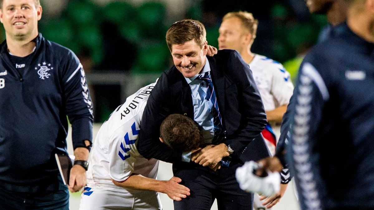 In his first season as manager, Rangers progressed through four qualifying rounds to reach the Europa League group stages.We played the final half an hour vs Ufa in Russia with 9 men after Morelos and Flanagan were shown red cards.