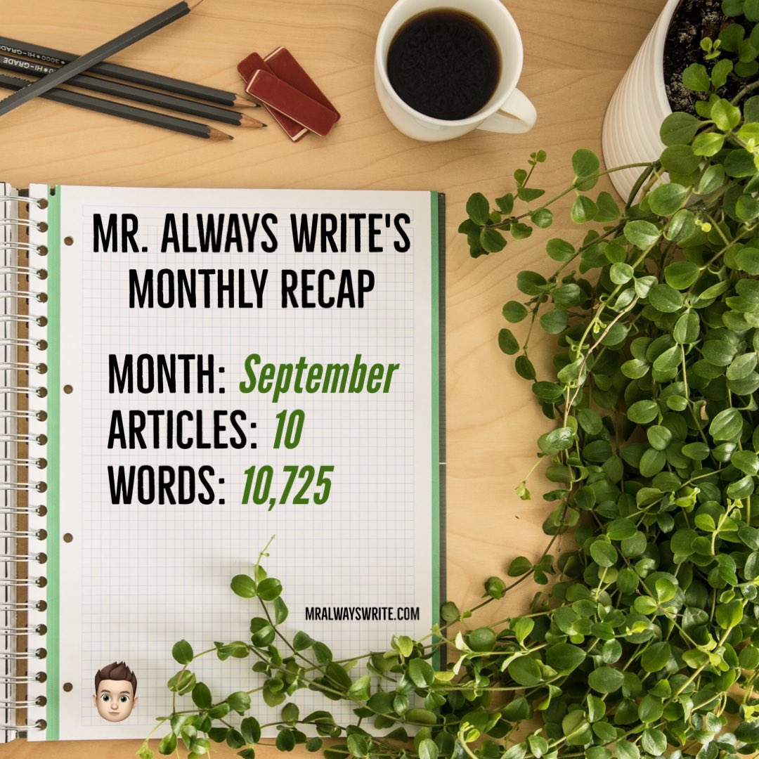 MrAlwaysWrite's tweet photo. Now contributing to four outlets, including my own, here's how my September shaped up. What have you been writing as of late? #WritingRecap
📝 https://t.co/caDwSWQs4d https://t.co/1lvtzlqhxr
