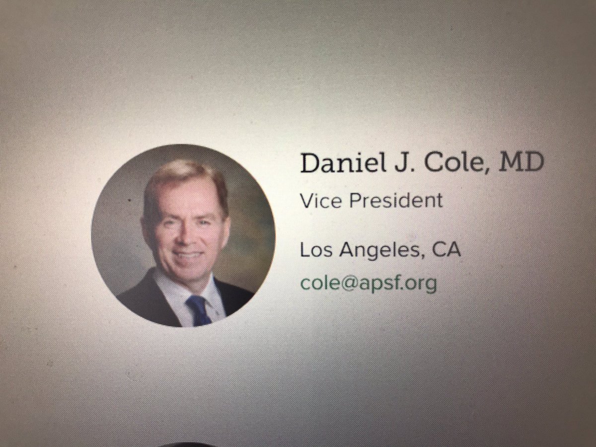 APSF Vice-President Dr. Dan Cole nominated for the prestigious ASA Distinguished Service Award this evening. He’s a remarkable leader and advocate of anesthesia patient safety. Congratulations on the nomination, Dr. Cole. @APSForg is very proud of you