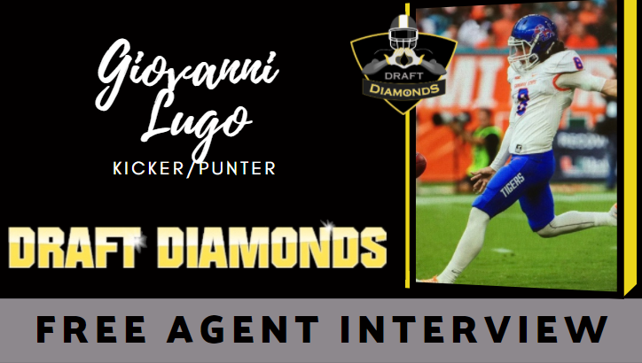 DraftDiamonds's tweet photo. Last Chance:Draft Diamonds Free Agent Interview: Giovanni Lugo, Kicker/Punter https://t.co/PbBioO870h #NFL #NFLDraftNews https://t.co/4nxAa0rUP4