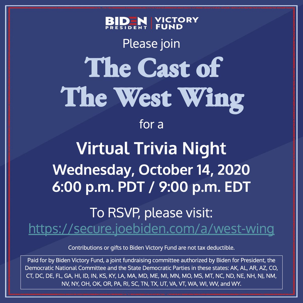 Bradley Whitford Join The Wonderful Cast Of The West Wing And Joshmalina Along With The Great Hrishihirway To Support The Man This Moment Demands Joebiden T Co Ypevmnaax5 T Co Agjcvaw3av
