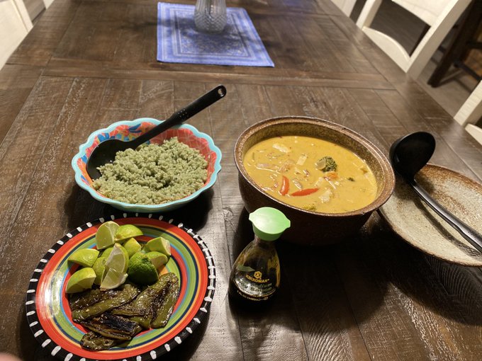 I really can&rsquo;t cook for one lmaoo.  Bamboo rice,green thai hot curry, sautee jalepeno, and limes an cashews/peanuts😉🖤🤤<a href="/tag/art"class="tags"><span>#art</span></a><a href="/tag/new"class="tags"><span>#new</span></a><a href="/tag/paint"class="tags"><span>#paint</span></a><a href="/tag/to"class="tags"><span>#to</span></a><a href="/tag/old"class="tags"><span>#old</span></a><a href="/tag/alchemy"class="tags"><span>#alchemy</span></a><a href="/tag/refurbish"class="tags"><span>#refurbish</span></a>