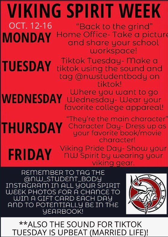 Spirit Week Oct. 12-16