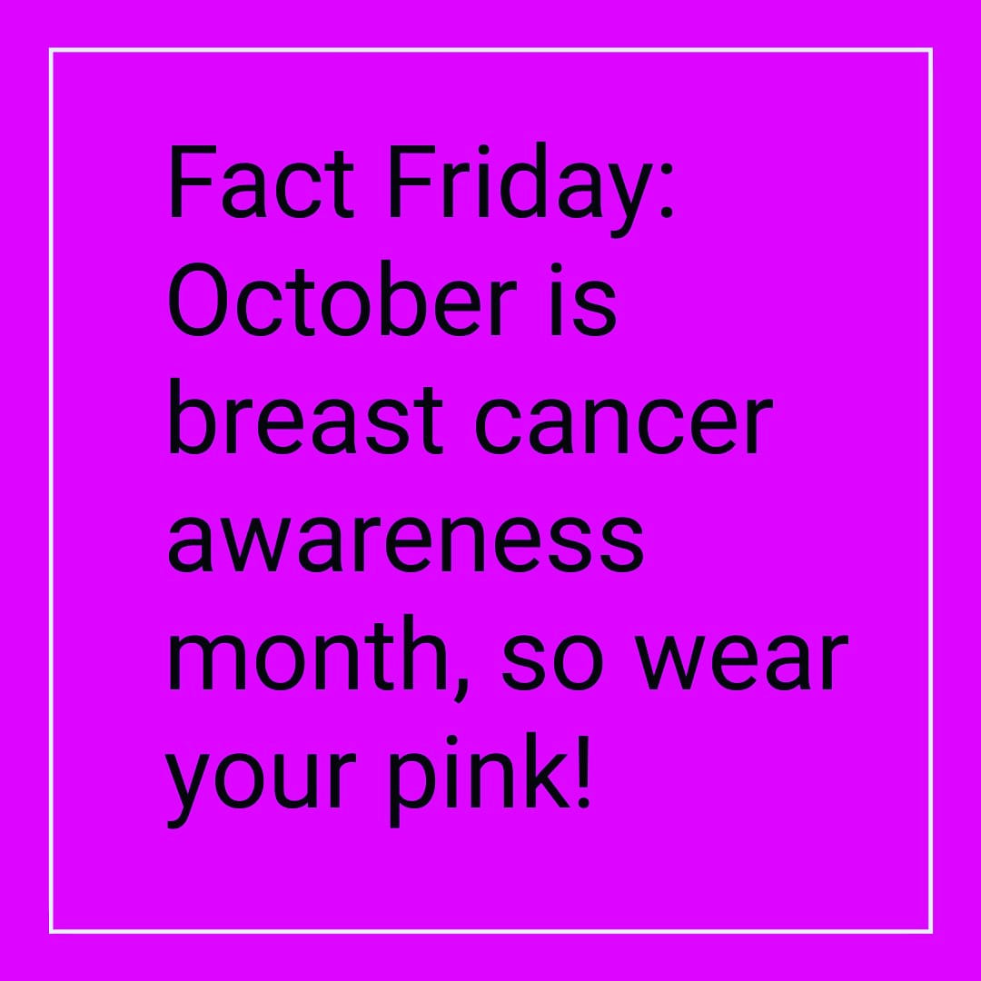 chemo_bearable's tweet photo. Today for #FactFriday we present what is special about October. #BreastCancerAwarenessMonth #October #Pink https://t.co/v5ZhBZfkKI