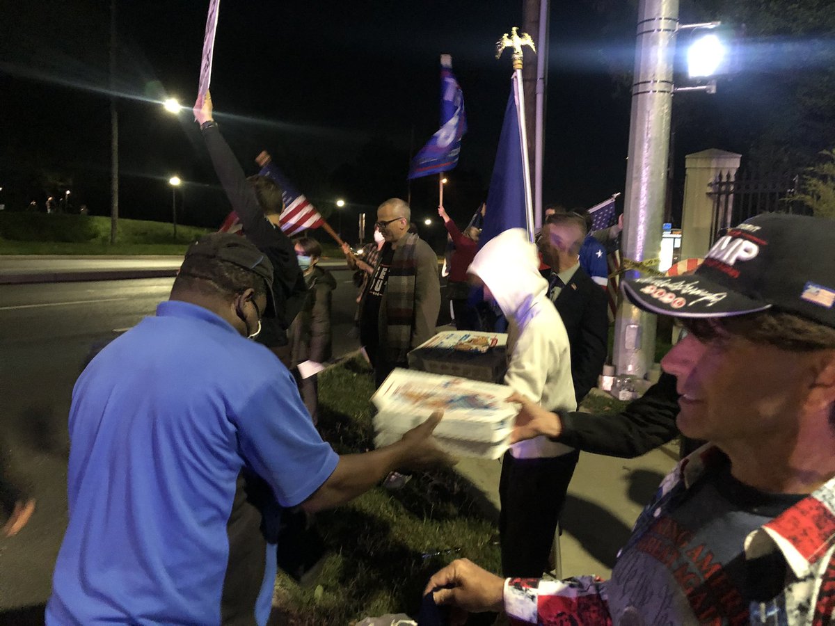 JackPosobiec's tweet photo. Someone from California ordered Dominos for everyone at the Walter Reed MAGA flash mob https://t.co/oLVjANoZrd