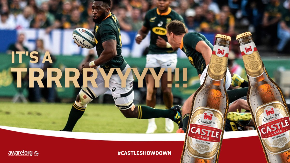 #INQAAABA !!!🔥 

The 1st try of the game was scored! 💪🏾 That means Mzansi just scored 6-packs for 100 supporters 🍻!

Retweet this post using #CastleShowdown to claim yours NOW! #OneNationOneBeer