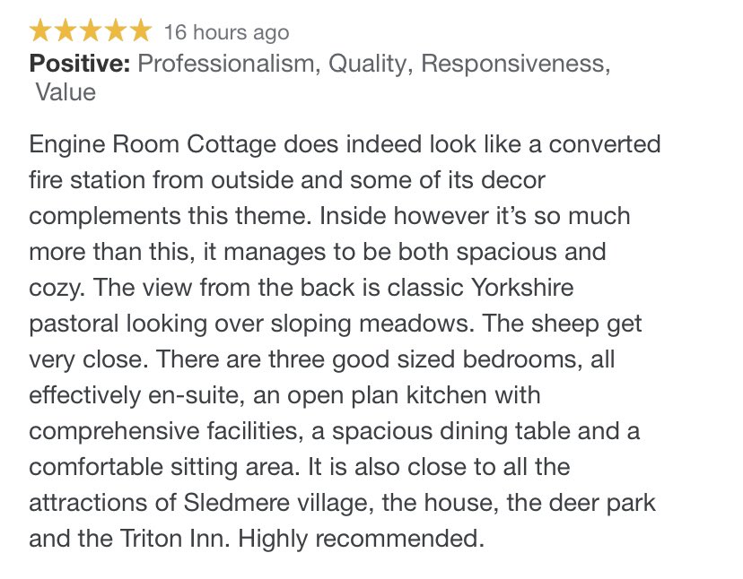 EngineRmCottage's tweet image. Our first Google review ! #googlereview #yorkshirewolds #yorkshireaccommodation #yorkshireholidayaccommodation #yorkshirebreak #weekendbreak #ukholidays  #engineroom #engineroomcottage engineroomcottage.com