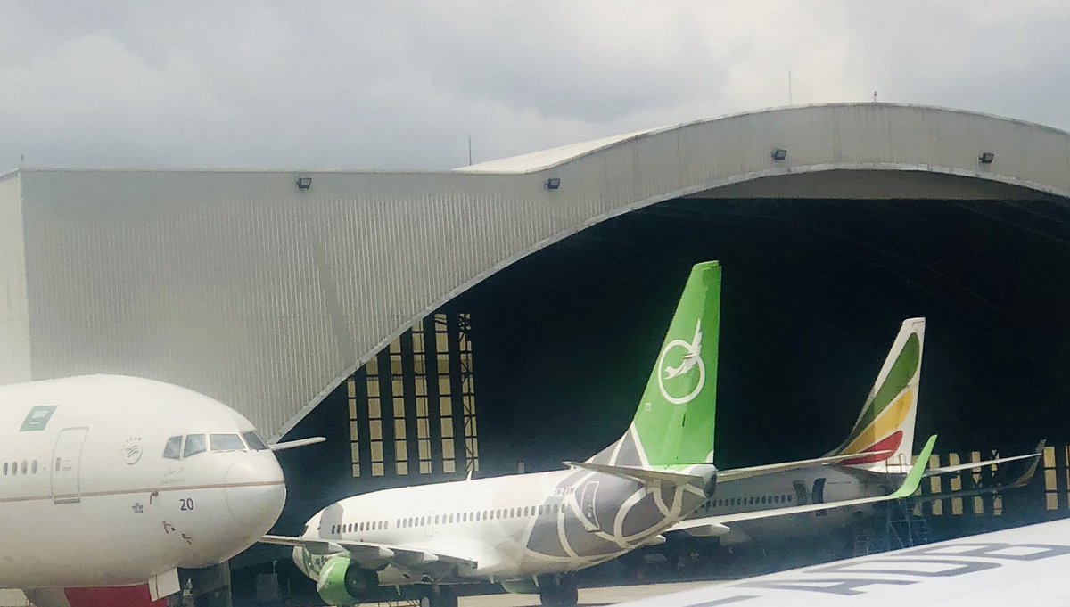 NG Eagle B737NG aircraft with Registration 5N-BXW spotted at Ethiopian Airlines MRO, Bole International Airport, Addis Ababa, Ethiopia.