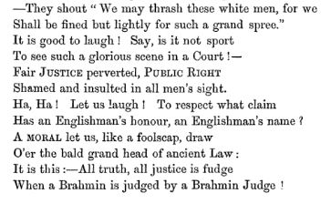 The incident ended up in local court, but the Brahmin only had to pay few sum as fine. He says Brahmins will keep on thrashing white men.Native Brahmins always opposed britishers with deep resentment.