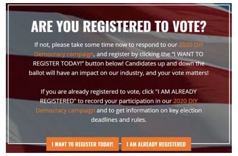 📢Calling All HomeDepot Associates 📢Head on over to Homedepotvotes.com and check out the voter resources available to you. Your participation is needed in our 2020 DIY Democracy Campaign! #OrangeVoice #BeAVoter <a href="/HomeDepotGR/">The Home Depot Government Relations</a>