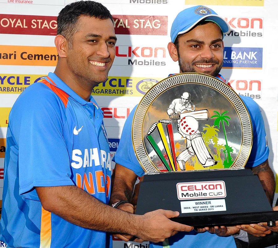 One of the best finishes by Dhoni in the final over. India needed 15 runs in the final over with one wicket in hand, Dhoni was on strike :First ball - dot. Second ball - six. Third ball - four. Fourth ball - six. India won the tri series in Westindies.