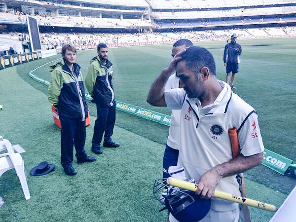 Dhoni retired from tests on dec 30th, 2014. He played his final test against Aus, helping India draw the test by scoring an unbeaten 24 from 68 which included 4 fours. Dhoni played 90 tests, scoring 4876 runs at an avg of 38.09 (33 fifty, 6 hundreds & a double hundred)