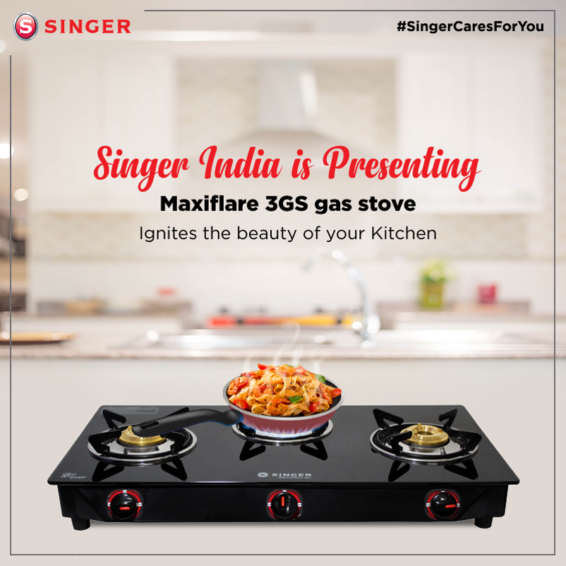 SingerIndialtd's tweet photo. Singer India presents  Maxiflare 3GS gas stove. This is an elegant gas stove and has stainless steel spill tray with heavy brass burners. A steal deal for all the home chefs. Buy now: https://t.co/ditjespEGL 
#SingerCaresForYou  #SingerIndia #GasStove #SingerProducts https://t.co/PovIH2e46G