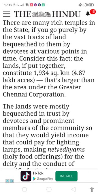 AalayamKaappom's tweet photo. Land of big Temples - 1934 Sq Kms, larger than Chennai says this report. 5.25lac acres dwindled to 4.75 lacs over yrs, HC disregarded. Endowment land bequeathed by Will  are easy target, totally against wishes of the departed souls. Strong legal actions on. 
You can all support! https://t.co/vaUMyrfFVX