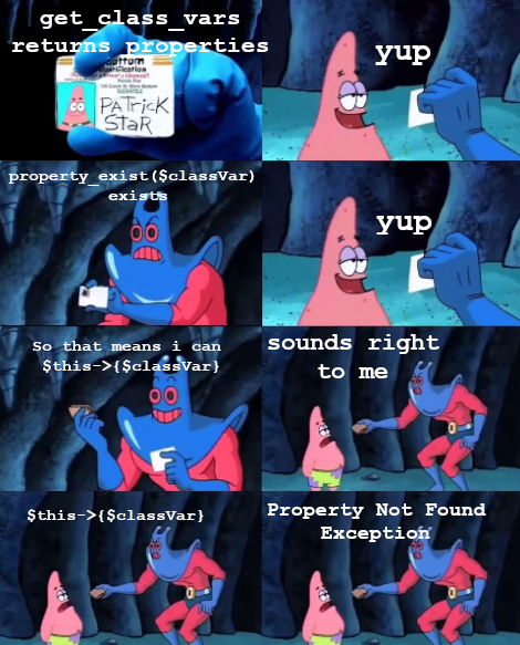 Lachee_'s tweet image. #PHP #php_powertrip statics are included as regular properties, but doesn&apos;t mean you can use them like regular properties.