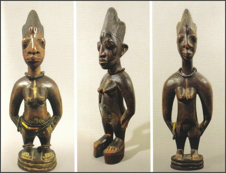 Though the cause of the high rate of twin births among Yoruba women has not been established, the cultural grieving process is well documented and may be observed in the carving of a figure known as Ere Ibeji.
