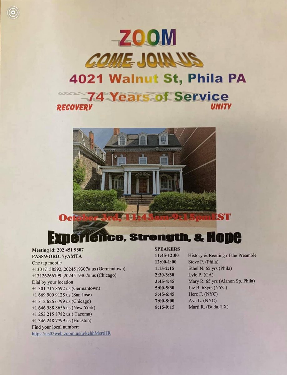 ClubNeck's tweet image. No reason to miss a meeting this weekend! Every month is #RecoveryMonth one day at a time