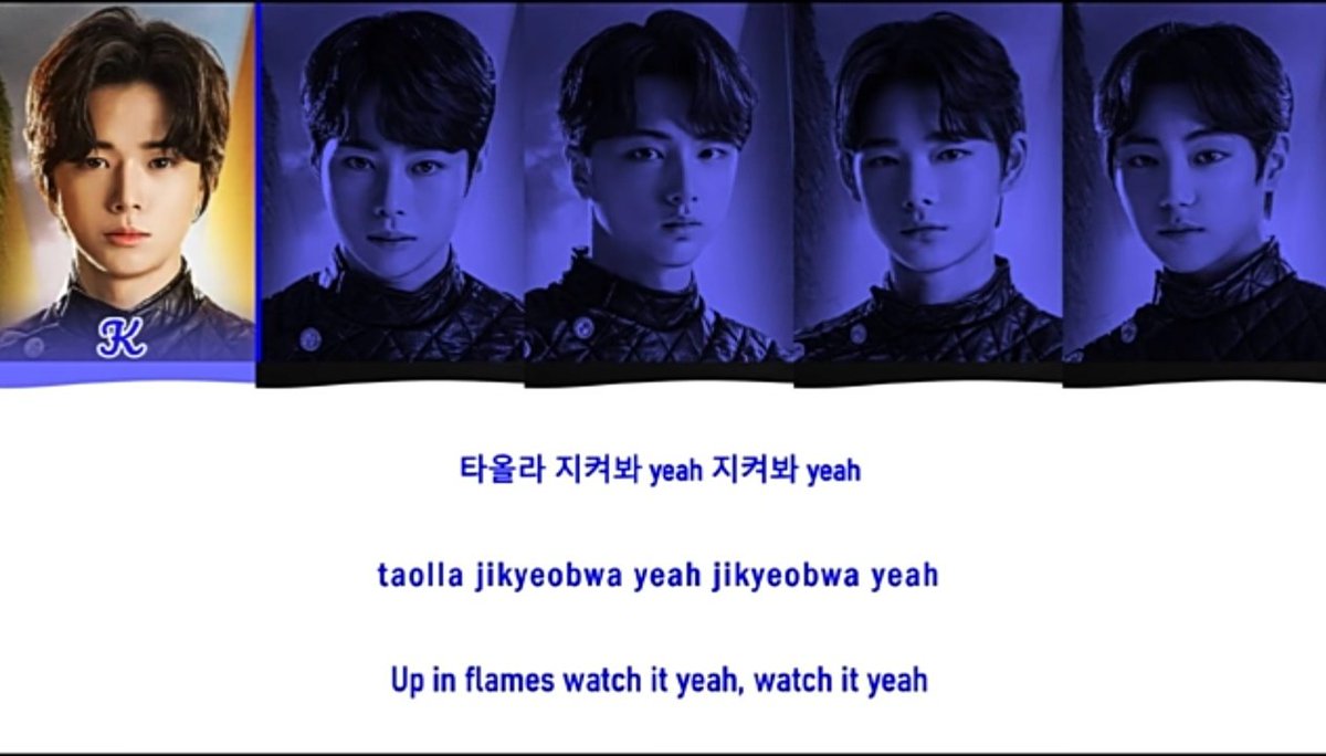 [ADDITIONAL]Flame On's lyrics (insert BTS's Fires. Yes, I failed to save the pic once again). Maybe TxT is still hesitating to enter? Agshsjajshha. They want to but they are not ready yet during Run Away? Haven't heard abt TxT's theory yet.