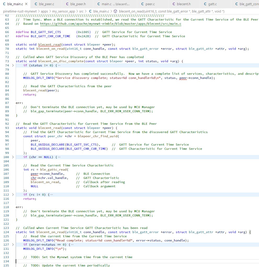 MisterTechBlog's tweet image. Adding #BluetoothLE Time Sync... #Mynewt + #NimBLE on #PineTime @ThePine64

github.com/lupyuen/pineti…