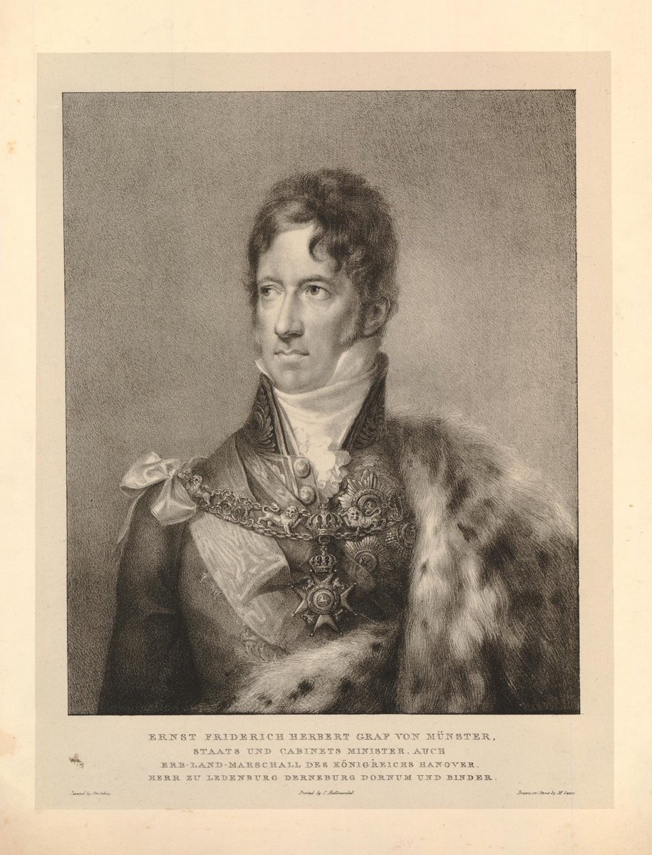 Britain did not *officially* have a representative on the German working group but, given that the British and Hanoverian head of state were one and the same, Hanover’s foreign minister, the Count of Munster [img below], was, to an extent, ‘double-hatted.’ 6/14