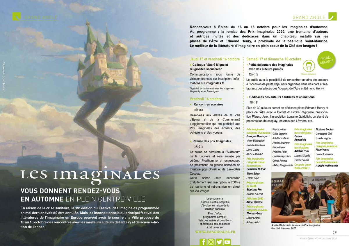 Les Imaginales (@imaginales) on Twitter photo 📰 À ne pas manquer, le dossier consacré aux #Imaginales d'Automne dans le numéro d'octobre de "Vivre à Épinal" (<a href="/VilledEpinal/">Ville d'Epinal</a>) !
➡️ Téléchargement : epinal.fr/vivre-a-epinal 📰 À ne pas manquer, le dossier consacré aux #Imaginales d'Automne dans le numéro d'octobre de "Vivre à Épinal" (<a href="/VilledEpinal/">Ville d'Epinal</a>) !
➡️ Téléchargement : epinal.fr/vivre-a-epinal