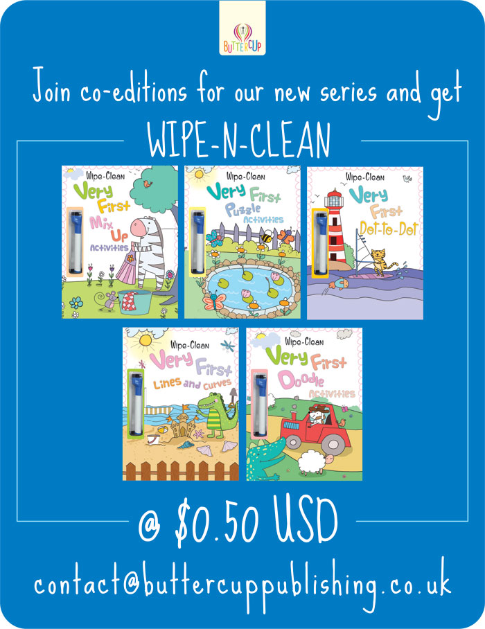 Buttercup invites children book publishers to join their two new series for co-editions. 
For more information please email us at contact@buttercuppublishing.co.uk
#childrenbookpublishers #childrenbooks #wipencleanbooks #wipeandcleanbooks #picturebooks #picturebooksforkids