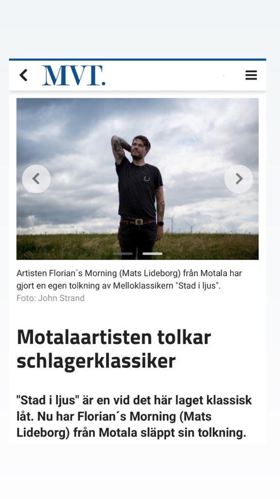 FloriansMorning's tweet photo. Spoke to my hometown paper about my latest single 'STAD I LJUS' #floriansmorning #stadiljus #matslideborg #motala https://t.co/yUSvnkcnhX