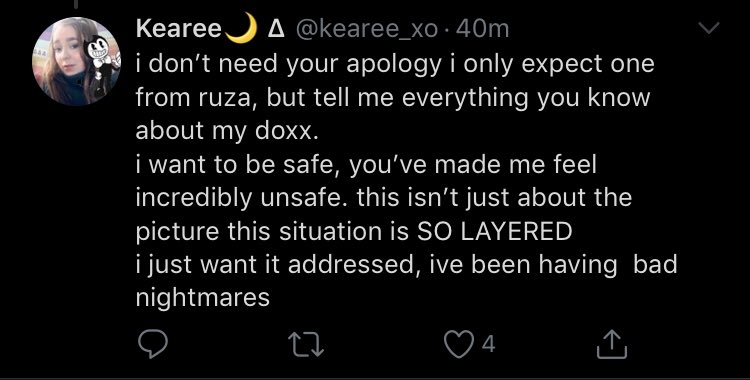 ItsFuckenRuza's tweet photo. Apparently Kear wants me to apologize for not controlling Casey.
I did all I could do with Casey and I convinced her in the end to stop.

So I’ll leave you with this Kear,
Go fuck yourself. I owe you nothing. https://t.co/wyzwpqSWOr