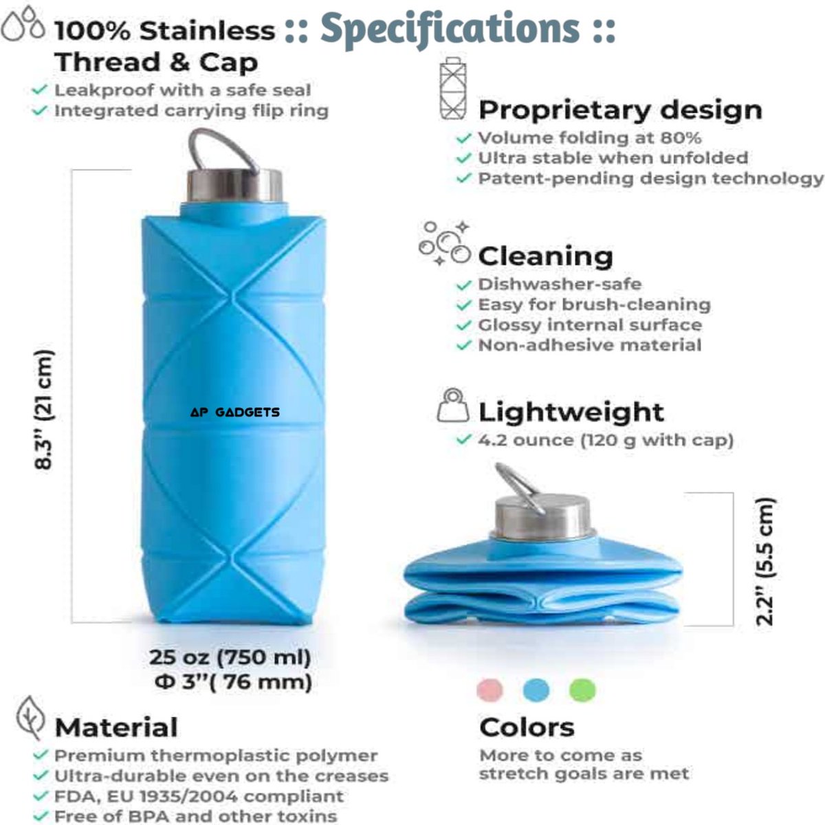 ap_gadgets's tweet image. DiFOLD Origami Bottle: Pocket Sized Reusable Hero
The most compact, stable and reliable collapsible reusable bottle! Fold it flat, take it anywhere.

Price - ₹2349 INR / $32 USD
#difold #bottle #indigogo #portable #newgadgets #gadgets  #origami #origamibottle #difoldtech