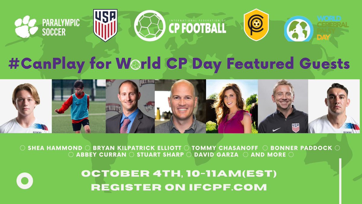 ussoccer_ENT's tweet image. Check out @CPSoccerUS ‘s Facebook page tomorrow at 10am ET for some interactive fun to mark World CP day!

#USPNT defender @11DNG14 , midfielder @SheaHammond10 and Coach @4Ssharp will be joining the fun with a host of special guests.