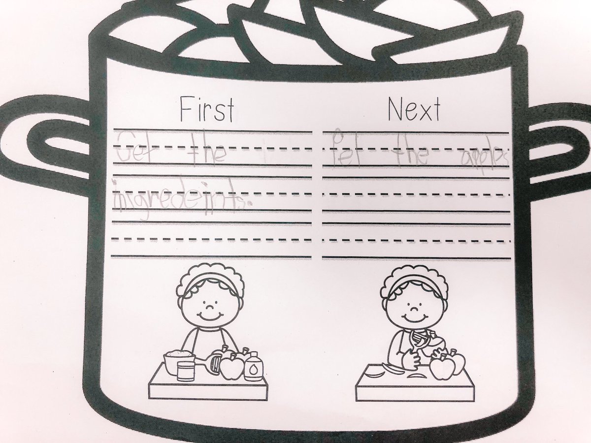 Making applesauce and writing our steps with our Seed by Seed unit. bit.ly/PGApplesandApp…