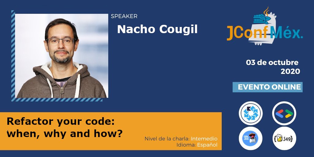 icougil's tweet photo. Si esta tarde quieres saber algo más acerca de #refactorizar código, ¿cuándo, por qué y cómo hacerlo? estaré a las 18:20h CEST participando en
#JConfMex2020
https://t.co/fA1bJpmwHP
Anímate y participa online es 100% gratis 🤓 💻
#Java #refactoring #legacy #softwaredevelopment https://t.co/eLbQjFsKbW