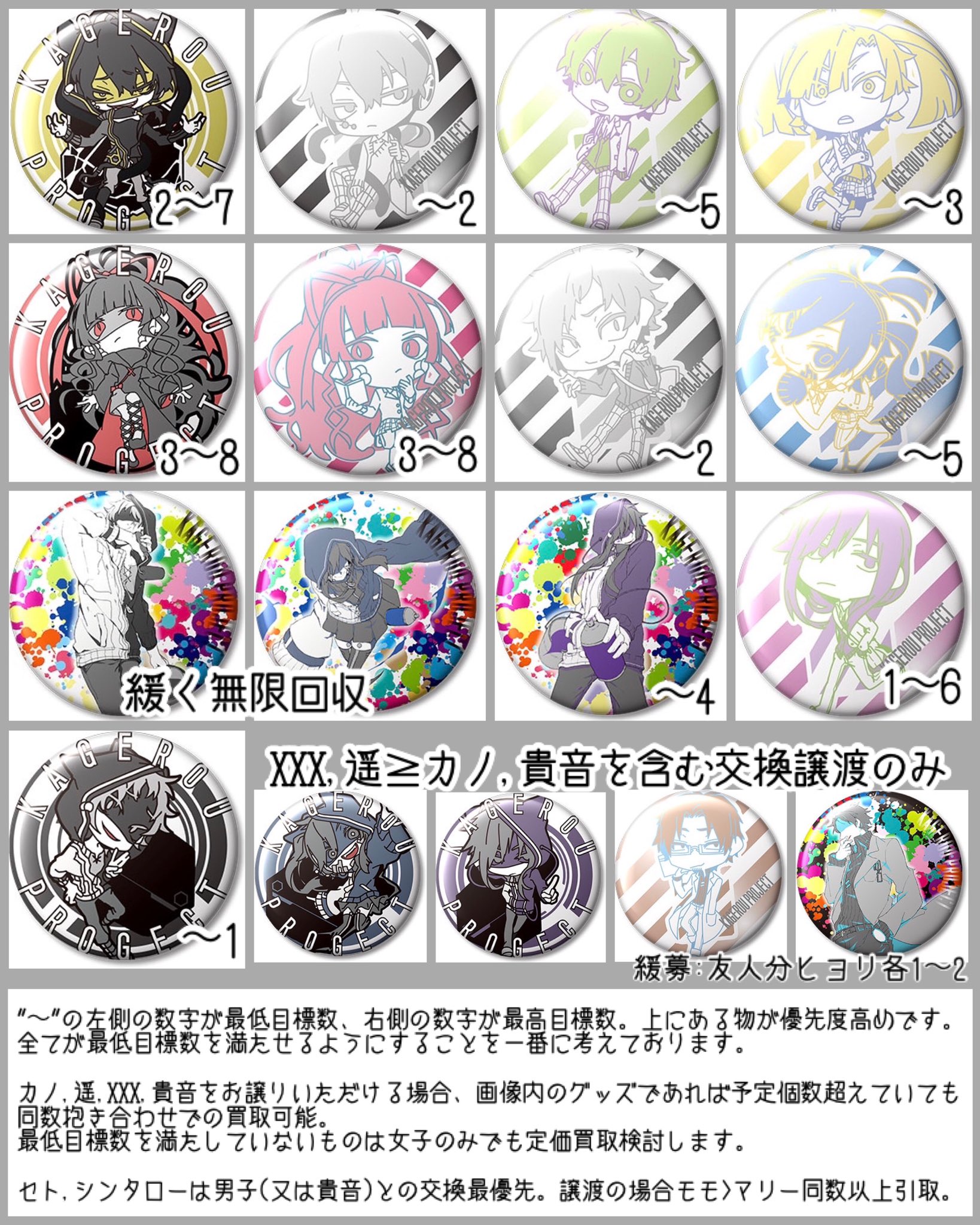 カゲロウプロジェクト　缶バッジ　エネ　スクエア缶バッジ　貴音　カゲプロ　MV カゲロウプロジェクト 缶バッジ エネ スクエア缶バッジ 貴音