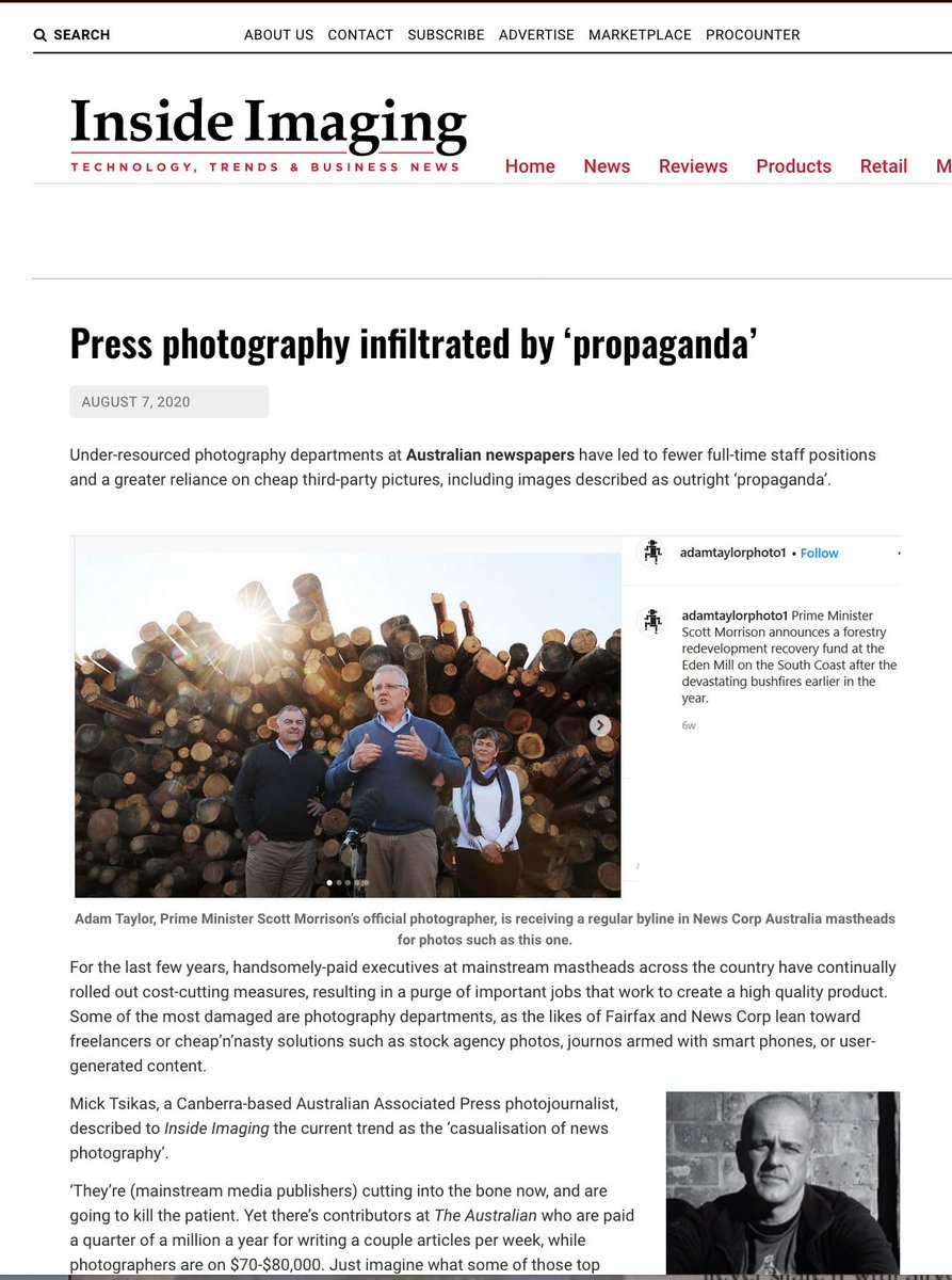 Propaganda. It& #39;s pretty bloody obvious that  @ABCaustralia didn& #39;t send their own news photographer around to take cheesy happy snaps. These are taken by the PM& #39;s own special lens man, employed by Scott Morrison to make everything about him look like an instagram moment.
