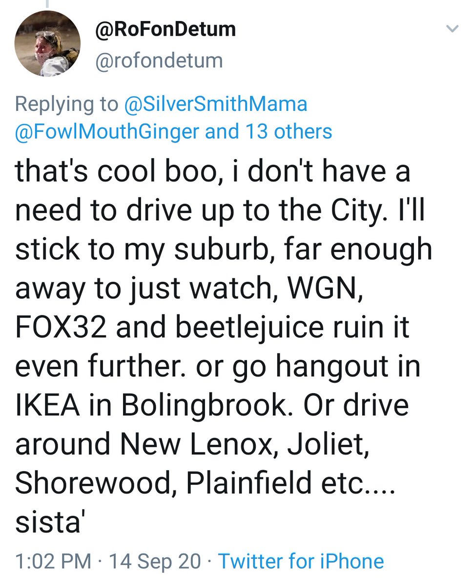 Self-described Proud Boy and Saturday morning Coors drinker  @RoFonDetum implies that his Chicagoland suburb is southwest of the city. He says he likes to compete with cops at a local shooting range and hang out at the Bolingbrook Ikea.