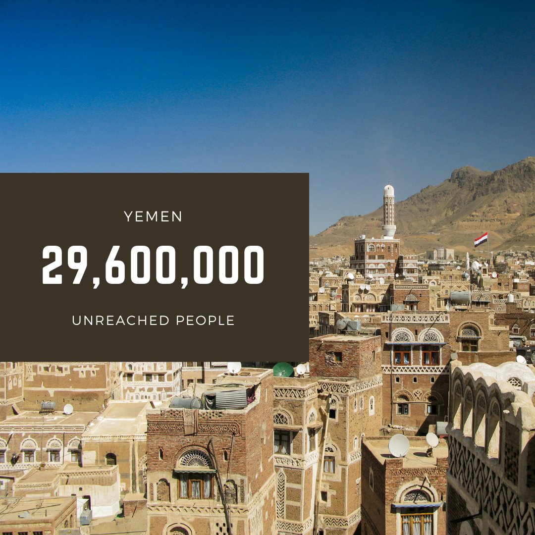 secc_missions's tweet photo. Yemen, located at the southern end of the Arabian Peninsula, has about 29.6 million people who have never heard the Gospel, with 99.7% of the population following Islam. Today pray for Yemen,  pray for the Yemenis, and pray for those sharing the Gospel.

Psalm 96:3 ESV https://t.co/06yZXlgpKD