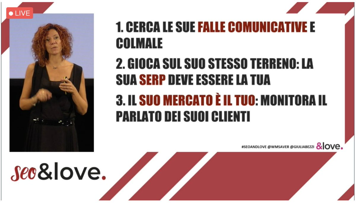 COMUNICARE - COINVOLGERE - CONVERTIRE

L'esperta seo <a href="/GiuliaBezzi/">Giulia Bezzi SEO</a> per #seoandlove ci espone come rendere vincente il nostro brand e come fare in modo che scali la vetta del #serp 

<a href="/IUS_VE/">IUSVE - Istituto Universitario Salesiano Venezia</a> e #IUSVEsocialTEAM con <a href="/seoandloveit/">&Love</a> nella speciale edizione #seoandlove2020