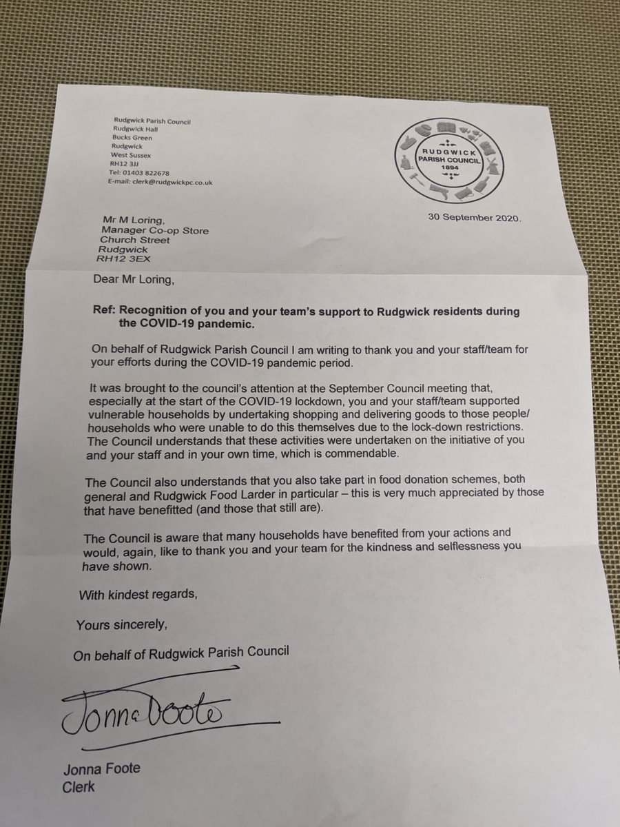 Great boost for the team this morning for all the hard work they have put in for the local community in this uncertain time.
Great recognition from the local parish council #ItsWhatWeDo #coop #proud