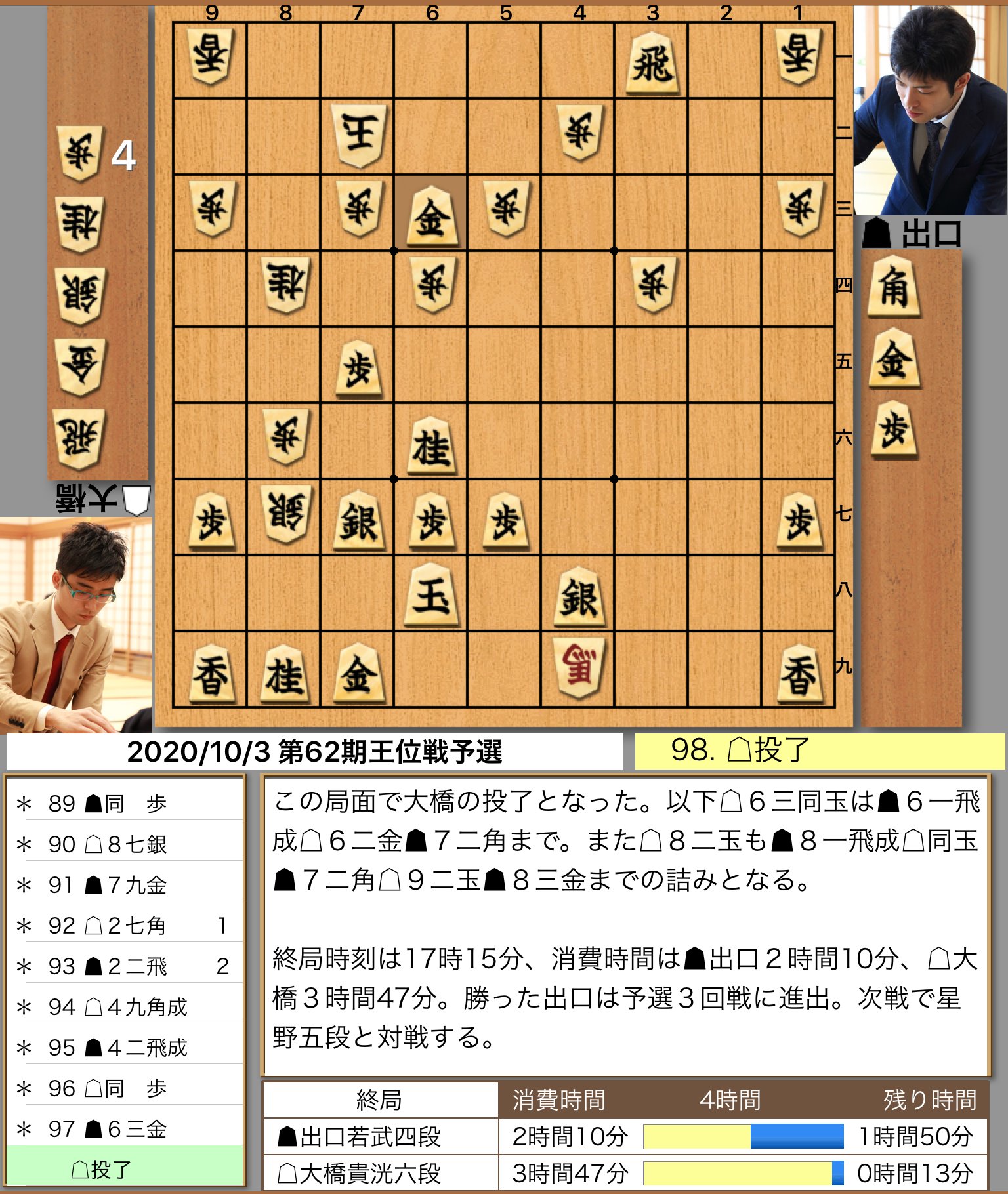 40CH.NETメインメニュー出口若武四段が大橋貴洸六段に勝利|第62期王位戦<予選> 投稿ナビゲーション 最近の投稿RSS/FEEDアーカイブカテゴリブログ統計情報メタ情報