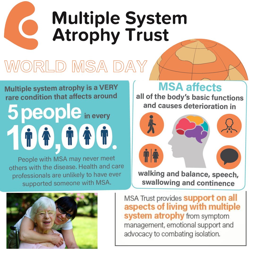 Today is #WorldMSADay - a day to raise awareness of multiple system atrophy worldwide &amp; collaborate with other orgs like @MSACoalition towards a world free of MSA

Please #retweet , share and let everyone know that we are here to support people with MSA, and fund MSA research.