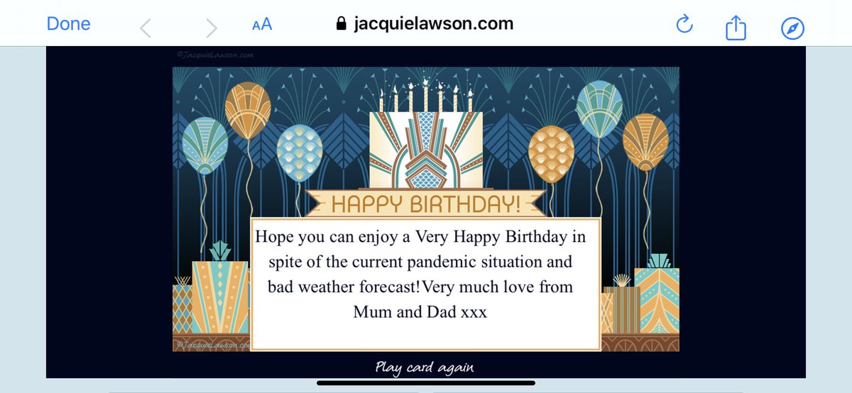 zoemelarkey's tweet photo. @janegarvey1 That’s almost exactly what my parents put in my e-birthday card today 😂 https://t.co/9GDfHGBejl