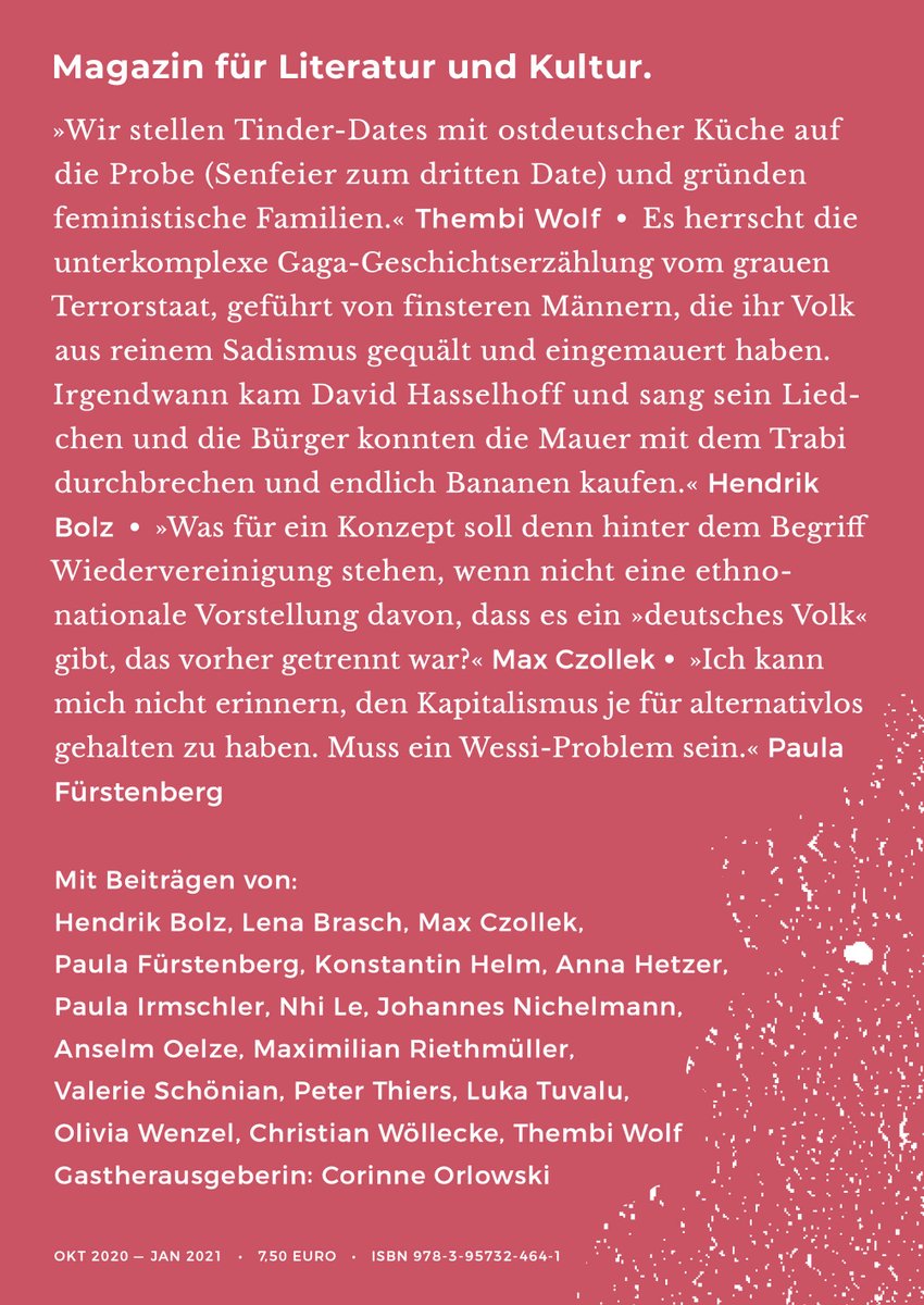NACHWENDEKINDER IM RADIO: Gastherausgeberin Corinne Orlowski im Gespräch auf @rbbKultur über die von ihr kuratierte neue Ausgabe der <a href="/meta_morphosen/">metamorphosen</a> zu den #Nachwendekindern.

Hier einschalten: t1p.de/ekbk

Hier bestellen: t1p.de/rp26

#Abohilft