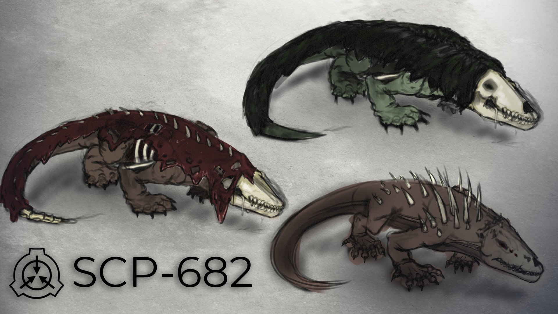 SCP Declassified on X: We present SCP-682, or the Hard-to-Destroy Reptile.  This is an early concept for the main enemy, the one that will haunt you  during the Alpha. Made by: @Remn04