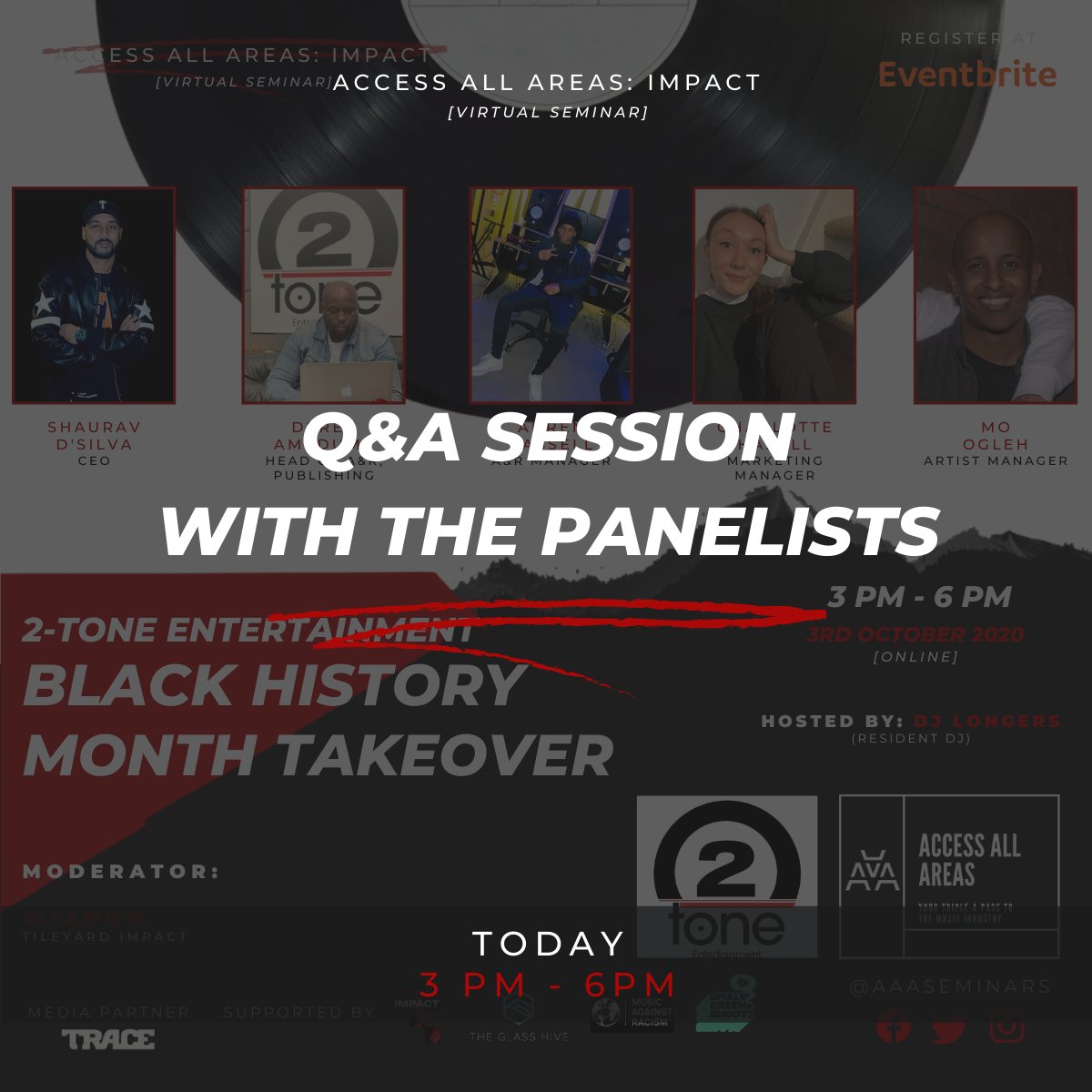 Access All Areas CIC (@aaaseminars) on Twitter photo At 3pm today #AccessAllAreas we will be hosting a special takeover from <a href="/2tone_ent/">2-TONE ENT. (2TE)</a> for Black History Month & you can ask the panellists your questions via: bit.ly/2Wao9rR
Limited FREE tix left to stream this event via: bit.ly/31KQJ4V #2ToneEntertainment At 3pm today #AccessAllAreas we will be hosting a special takeover from <a href="/2tone_ent/">2-TONE ENT. (2TE)</a> for Black History Month & you can ask the panellists your questions via: bit.ly/2Wao9rR
Limited FREE tix left to stream this event via: bit.ly/31KQJ4V #2ToneEntertainment